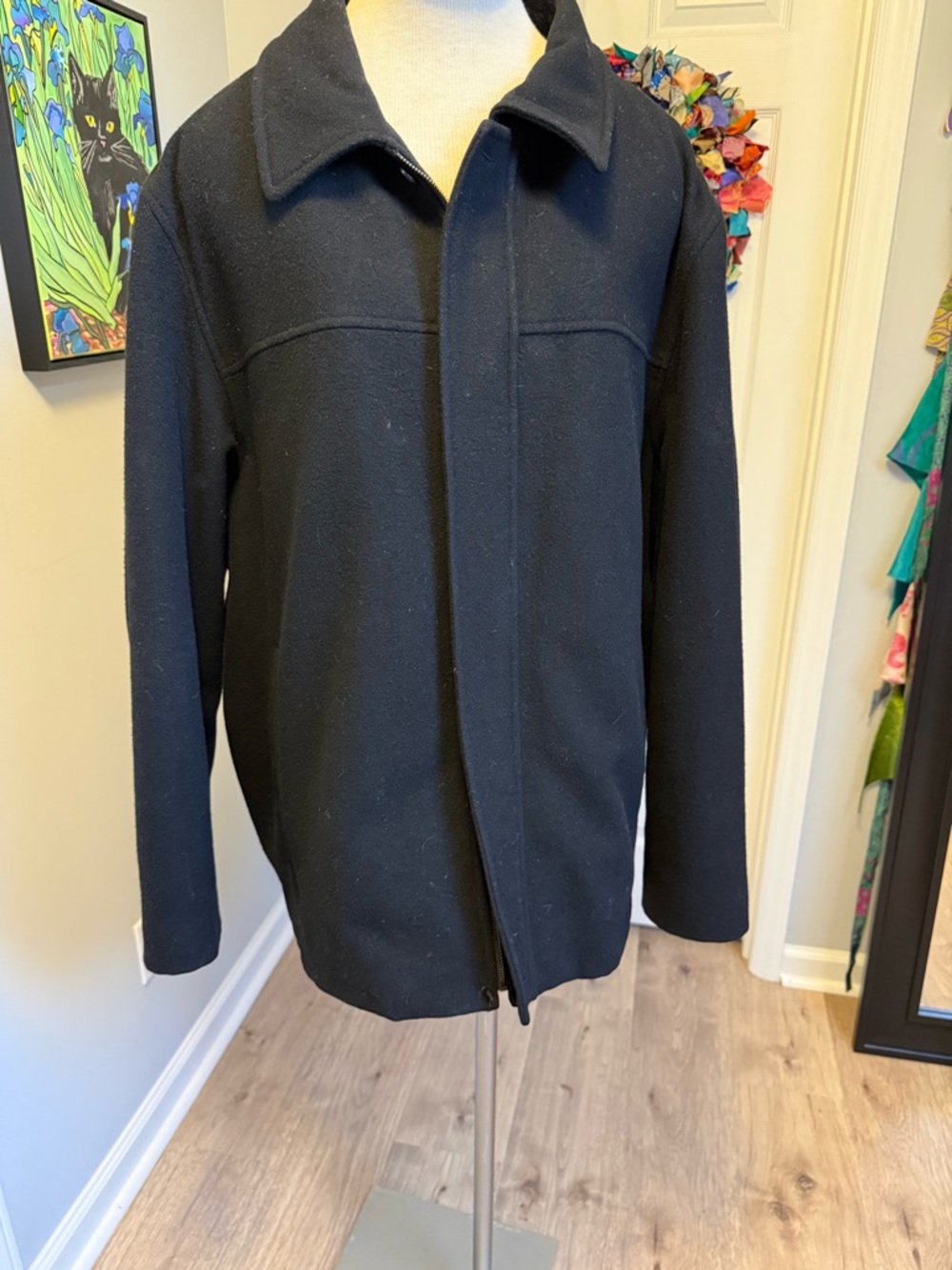 Alfani Charcoal Grey Men's Wool-Blend Pea Coat - Picture 2 of 9